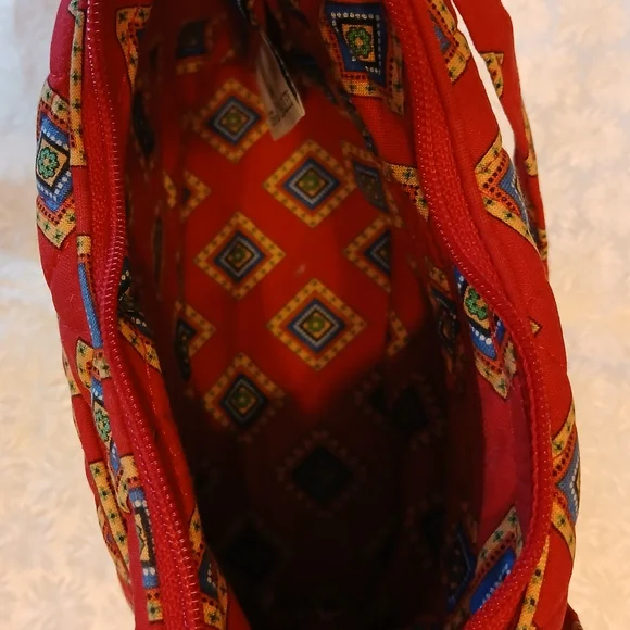 Vera Bradley Red and Blue Satchel with Geometric Patterns - Picture 6 of 7